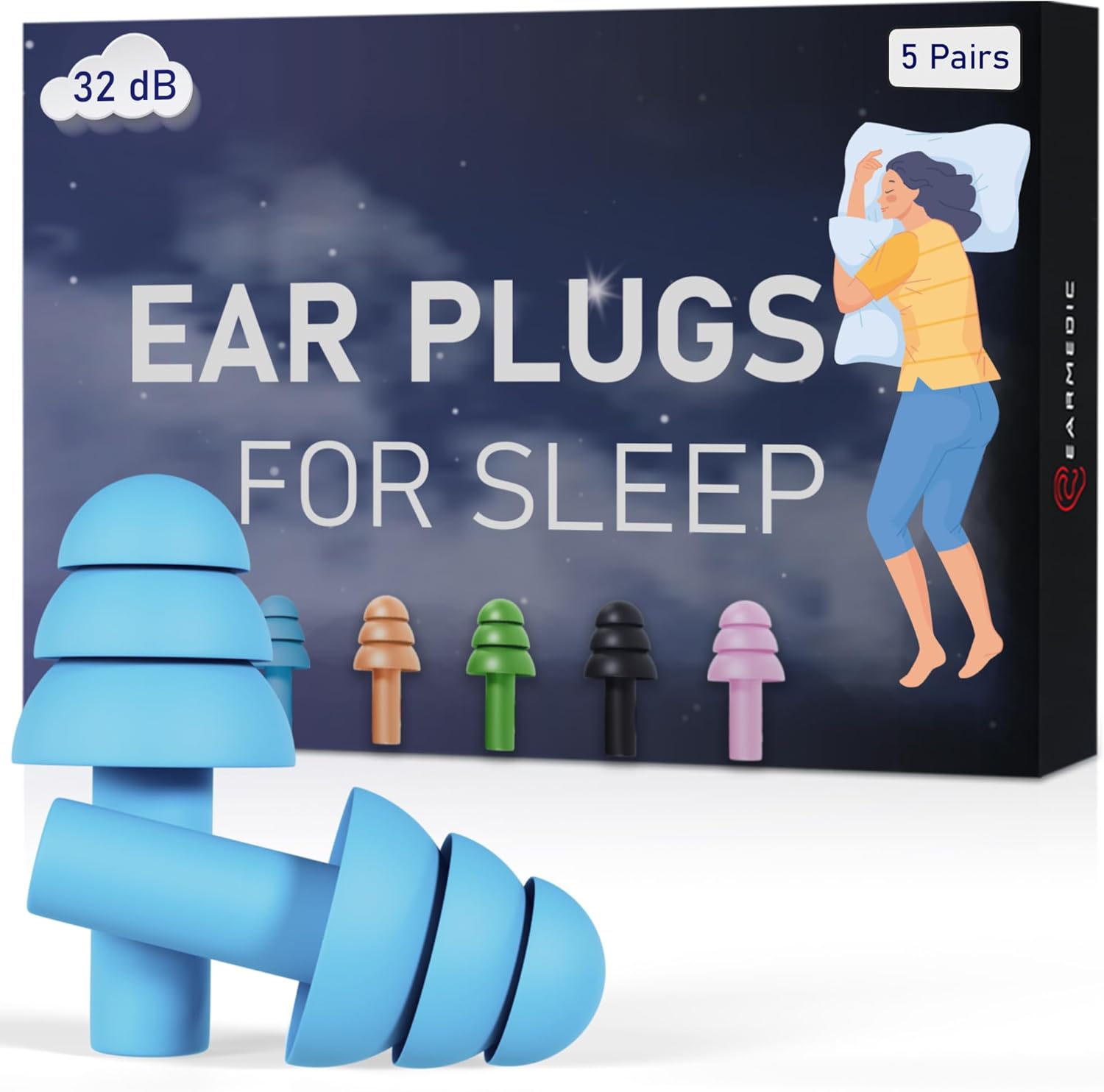 Earplugs for Better Sleeping, Studying and Working (5+1 Pairs)